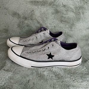 Converse - Silver glitter slip-ons